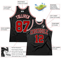 Custom Basketball Jersey, Black Red White Sportswear Jersey Shirt, Athletic Mesh Moisture Wicking Jersey, Casual Gift for Men, Style Black1182