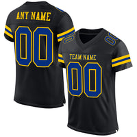 Custom Football Jersey, Black Royal Yellow Sportswear Jersey Shirt, Athletic Mesh Moisture Wicking Jersey, Casual Gift for Men