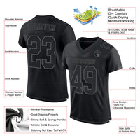 Custom Football Jersey, Black Gray Sportswear Jersey Shirt, Athletic Mesh Moisture Wicking Jersey, Casual Gift for Men, Style Black1606