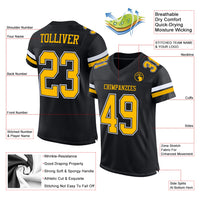 Custom Football Jersey, Black Gold White Sportswear Jersey Shirt, Athletic Mesh Moisture Wicking Jersey, Casual Gift for Men, Style Black1614