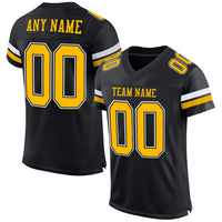 Custom Football Jersey, Black Gold White Sportswear Jersey Shirt, Athletic Mesh Moisture Wicking Jersey, Casual Gift for Men, Style Black1614