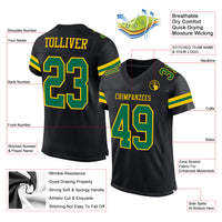 Custom Football Jersey, Black Kelly Green Sportswear Jersey Shirt, Athletic Mesh Moisture Wicking Jersey, Casual Gift for Men, Style Black1615