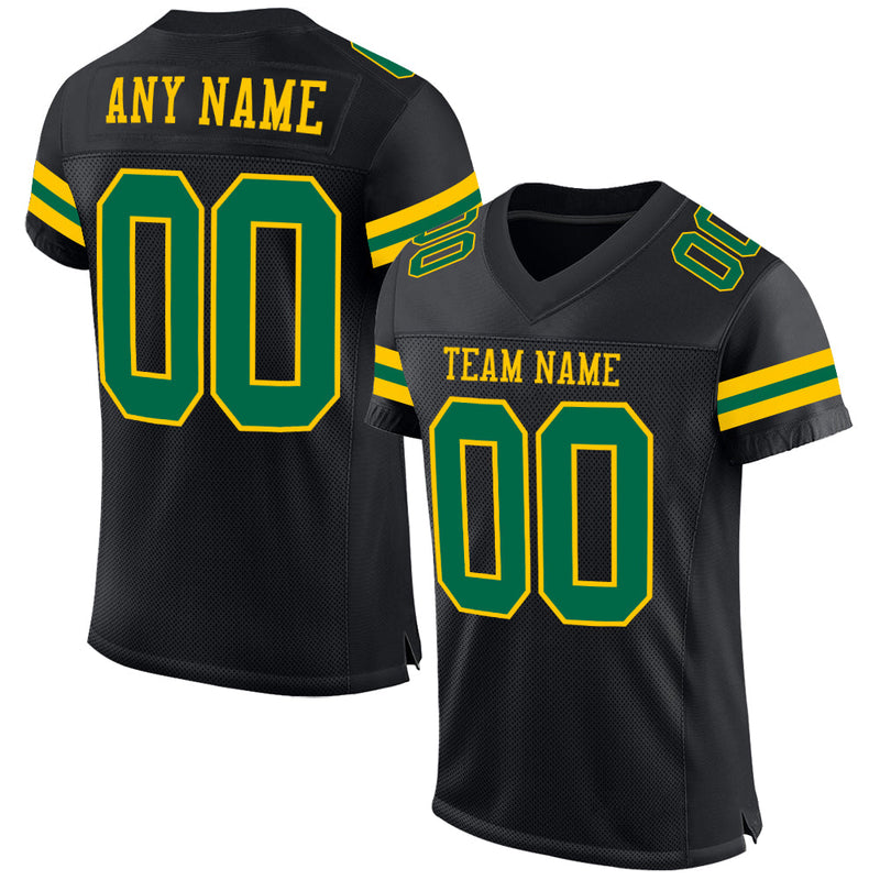 Custom Football Jersey, Black Kelly Green Sportswear Jersey Shirt, Athletic Mesh Moisture Wicking Jersey, Casual Gift for Men, Style Black1615