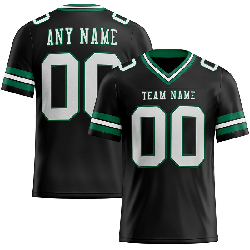Custom Football Jersey, Black White Kelly Sportswear Jersey Shirt, Athletic Moisture Wicking Breathable Jersey, Casual Gift for Men