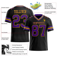 Custom Football Jersey, Black Purple Gold Sportswear Jersey Shirt, Athletic Moisture Wicking Breathable Jersey, Casual Gift for Men