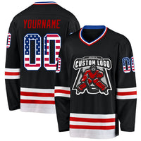 Custom Hockey Jersey, Black Royal Red Sportswear Jersey Shirt, Athletic Long Sleeve V Neck Jersey, Casual Gift for Men