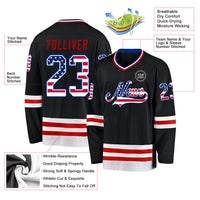 Custom Hockey Jersey, Black Royal Red Sportswear Jersey Shirt, Athletic Long Sleeve V Neck Jersey, Casual Gift for Men