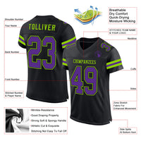 Custom Football Jersey, Black Purple Neon Green Sportswear Jersey Shirt, Athletic Mesh Moisture Wicking Jersey, Casual Gift for Men