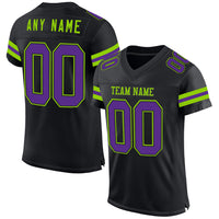 Custom Football Jersey, Black Purple Neon Green Sportswear Jersey Shirt, Athletic Mesh Moisture Wicking Jersey, Casual Gift for Men