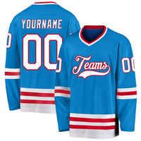 Custom Hockey Jersey, Blue White Red Sportswear Jersey Shirt, Athletic Sportswear Jersey, Casual Gift for Men