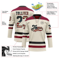 Vintage Hockey Jersey, Cream Black Maroon Sportswear Jersey Shirt, Athletic Long Sleeve V Neck Jersey, Casual Gift for Men
