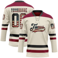 Vintage Hockey Jersey, Cream Black Maroon Sportswear Jersey Shirt, Athletic Long Sleeve V Neck Jersey, Casual Gift for Men