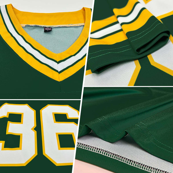 Custom Green White-Gold Authentic Football Jersey