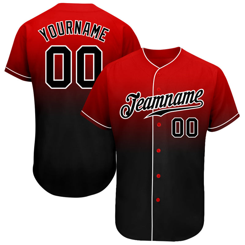 Custom Baseball Jersey, Red Black White Fashion Sportswear Jersey Shirt, Athletic Button Down Moisture Wicking Jersey, Casual Gift for Men