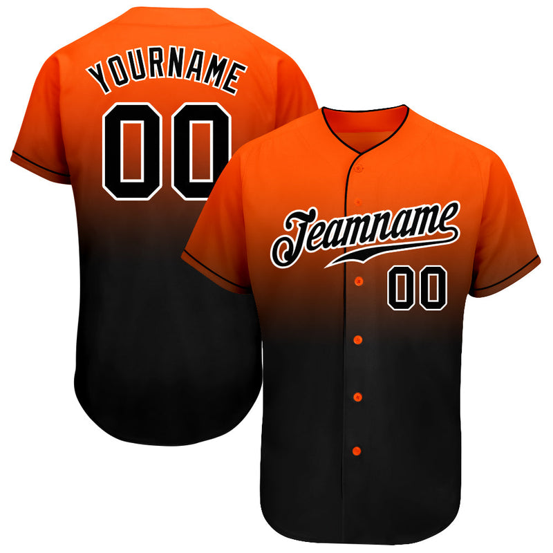 Custom Baseball Jersey, Orange Black White Fashion Sportswear Jersey Shirt, Athletic Button Down Moisture Wicking Jersey, Casual Gift for Men
