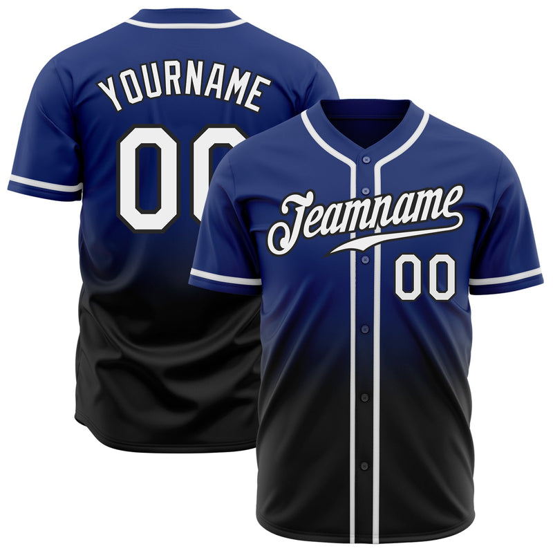 Custom Baseball Jersey, Royal White Black Fashion Sportswear Jersey Shirt, Athletic Button Down Moisture Wicking Jersey, Casual Gift for Men