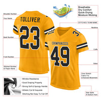 Custom Football Jersey, Gold Black White Sportswear Jersey Shirt, Athletic Mesh Moisture Wicking Jersey, Casual Gift for Men, Style Gold0150