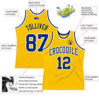 Custom Basketball Jersey, Gold Royal White Throwback Sportswear Jersey Shirt, Athletic Mesh Moisture Wicking Jersey, Casual Gift for Men