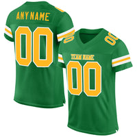 Custom Football Jersey, Green Gold Sportswear Jersey Shirt, Athletic Mesh Moisture Wicking Jersey, Casual Gift for Men, Style KellyGreen0138