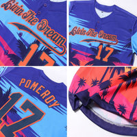 Custom Baseball Jersey, Royal Navy Orange Sportswear Jersey Shirt, Athletic Button Down Moisture Wicking Jersey, Casual Gift for Men
