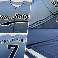 Custom Baseball Jersey, Light Blue Navy White Fashion Sportswear Jersey Shirt, Athletic Button Down Moisture Wicking Jersey, Casual Gift for Men