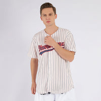 Custom Baseball Jersey, Cream Sportswear Jersey Shirt, Athletic Button Down Moisture Wicking Jersey, Casual Gift for Men, Style MinnesotaP0151