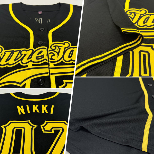 Custom Black Gold Authentic Baseball Jersey
