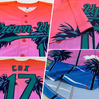 Custom Baseball Jersey, Orange Teal Navy Sportswear Jersey Shirt, Athletic Button Down Moisture Wicking Jersey, Casual Gift for Men