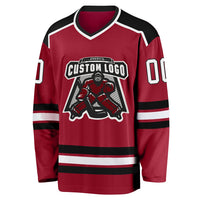 Custom Hockey Jersey, Maroon White Black Sportswear Jersey Shirt, Athletic Long Sleeve V Neck Jersey, Casual Gift for Men, Style Maroon0055