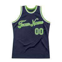 Custom Basketball Jersey, Navy Neon Green White Authentic Sportswear Jersey Shirt, Athletic Mesh Moisture Wicking Jersey, Casual Gift for Men