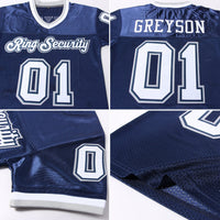 Custom Football Jersey, Navy White Gray Sportswear Jersey Shirt, Athletic Mesh Moisture Wicking Jersey, Casual Gift for Men, Style Navy0211