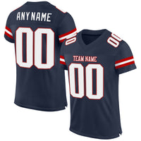 Custom Football Jersey, Navy White Red Sportswear Jersey Shirt, Athletic Mesh Moisture Wicking Jersey, Casual Gift for Men, Style Navy0285