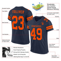 Custom Football Jersey, Navy Orange Sportswear Jersey Shirt, Athletic Mesh Moisture Wicking Jersey, Casual Gift for Men