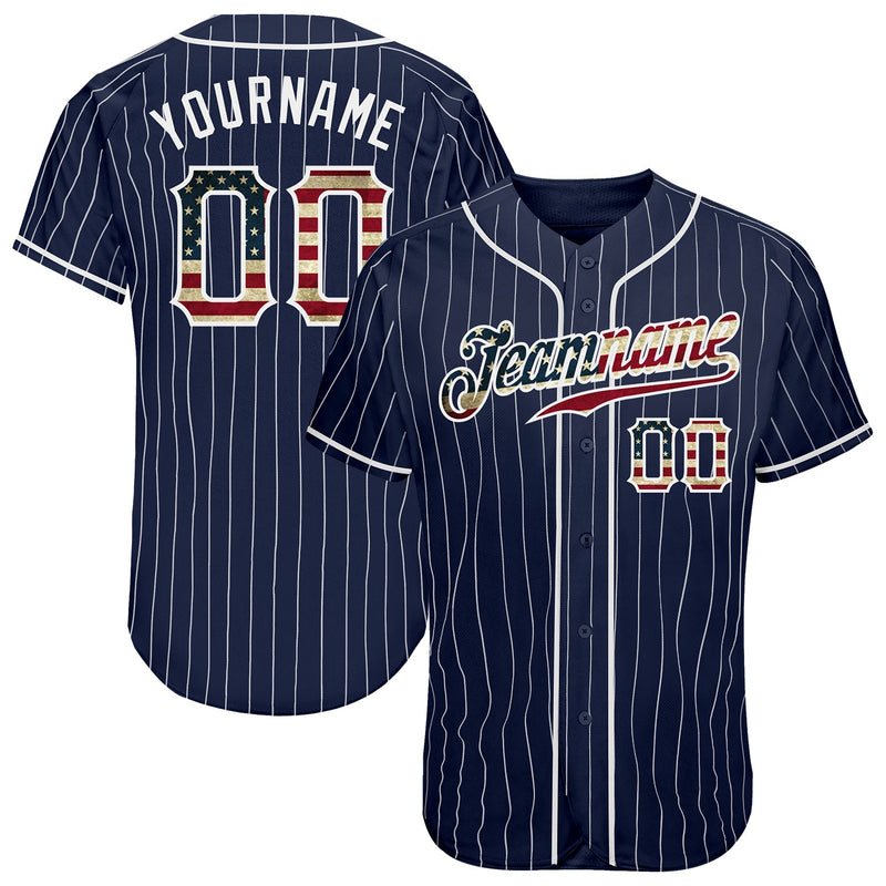 Vintage Baseball Jersey, Navy White Pinstripe Sportswear Jersey Shirt, Athletic Button Down Moisture Wicking Jersey, Casual Gift for Men