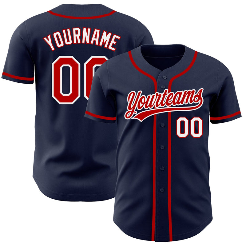 Custom Baseball Jersey, Navy Red Sportswear Jersey Shirt, Athletic Button Down Moisture Wicking Jersey, Casual Gift for Men, Style Navy0498
