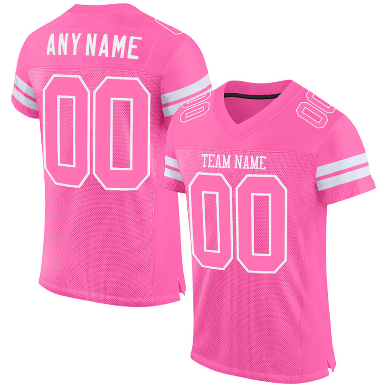 Custom Football Jersey, Pink White Sportswear Jersey Shirt, Athletic Mesh Moisture Wicking Jersey, Casual Gift for Men