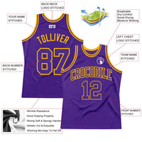 Custom Basketball Jersey, Purple Gold Throwback Sportswear Jersey Shirt, Athletic Mesh Moisture Wicking Jersey, Casual Gift for Men