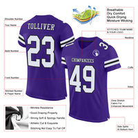 Custom Football Jersey, Purple White Black Sportswear Jersey Shirt, Athletic Mesh Moisture Wicking Jersey, Casual Gift for Men, Style Purple0465