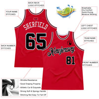 Custom Basketball Jersey, Red Black Authentic Throwback Sportswear Jersey Shirt, Athletic Mesh Moisture Wicking Jersey, Casual Gift for Men