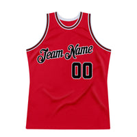 Custom Basketball Jersey, Red Black Authentic Throwback Sportswear Jersey Shirt, Athletic Mesh Moisture Wicking Jersey, Casual Gift for Men