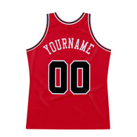 Custom Basketball Jersey, Red Black Authentic Throwback Sportswear Jersey Shirt, Athletic Mesh Moisture Wicking Jersey, Casual Gift for Men