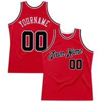 Custom Basketball Jersey, Red Black Authentic Throwback Sportswear Jersey Shirt, Athletic Mesh Moisture Wicking Jersey, Casual Gift for Men