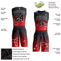 Custom Basketball Jersey, Red Black White Sportswear Jersey Shirt, Athletic Mesh Moisture Wicking Jersey, Casual Gift for Men, Style Red0453