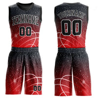 Custom Basketball Jersey, Red Black White Sportswear Jersey Shirt, Athletic Mesh Moisture Wicking Jersey, Casual Gift for Men, Style Red0453