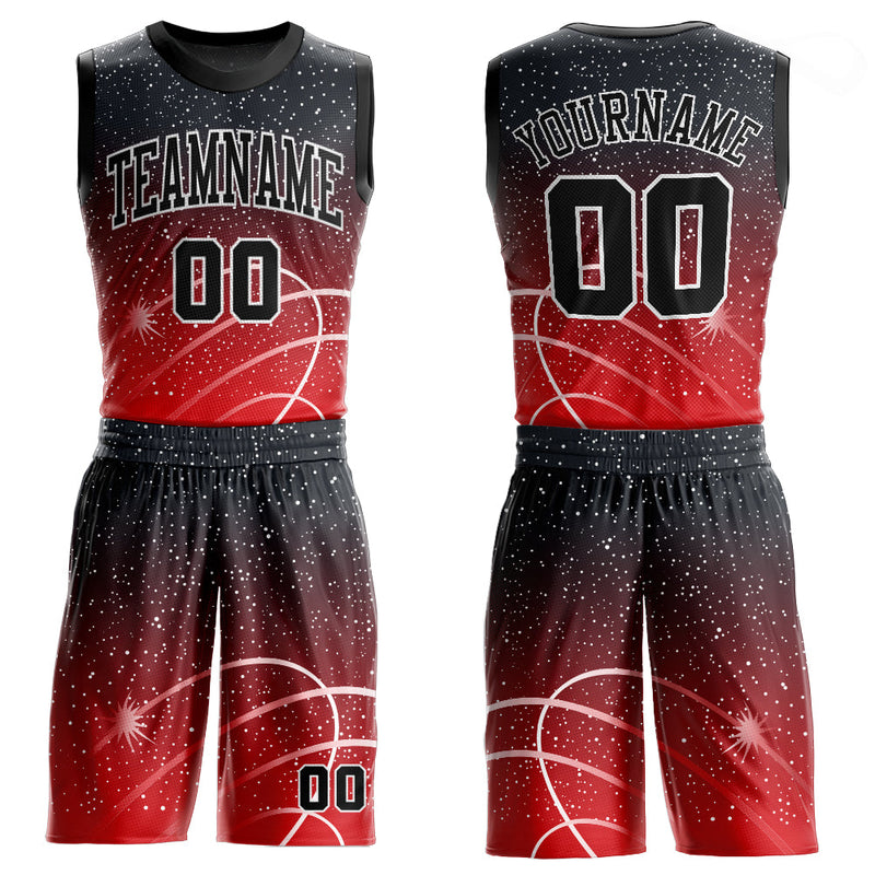 Custom Basketball Jersey, Red Black White Sportswear Jersey Shirt, Athletic Mesh Moisture Wicking Jersey, Casual Gift for Men, Style Red0453
