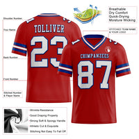 Custom Football Jersey, Red White Royal Sportswear Jersey Shirt, Athletic Moisture Wicking Breathable Jersey, Casual Gift for Men
