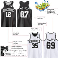 Custom Basketball Jersey, Black White Sportswear Jersey Shirt, Athletic Mesh Moisture Wicking Jersey, Casual Gift for Men, Style ReversibleD0001