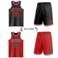 Custom Basketball Jersey, Black Red Sportswear Jersey Shirt, Athletic Mesh Moisture Wicking Jersey, Casual Gift for Men, Style ReversibleD0003