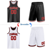Custom Basketball Jersey, Black Red Sportswear Jersey Shirt, Athletic Mesh Moisture Wicking Jersey, Casual Gift for Men, Style ReversibleD0006