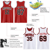 Custom Basketball Jersey, Red Black Sportswear Jersey Shirt, Athletic Mesh Moisture Wicking Jersey, Casual Gift for Men, Style ReversibleD0103